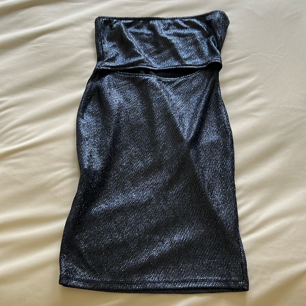 Suite Benedict Navy w/Silver Sparkles Tube Dress Junior Size M
